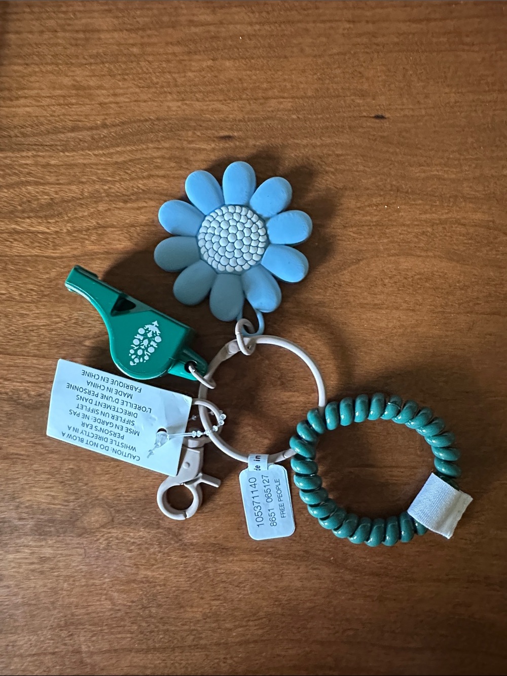 Free People Instant Replay wristlet Blue Flower Keychain Bracelet Accessory NWT